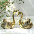 Load image into Gallery viewer, Metal Pair of Swans Candle Holders (with candles)