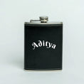 Load image into Gallery viewer, Black Leather Hip Flask Customised