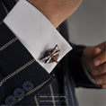 Load image into Gallery viewer, Dragonfly Pearl Inlaid Cufflinks