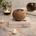 Load image into Gallery viewer, Hand Carved Coconut Shell Candle Holder