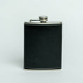 Load image into Gallery viewer, Black Leather Hip Flask Customised
