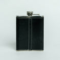 Load image into Gallery viewer, Black Leather Hip Flask Customised