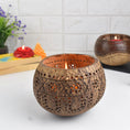 Load image into Gallery viewer, Hand Carved Coconut Shell Candle Holder
