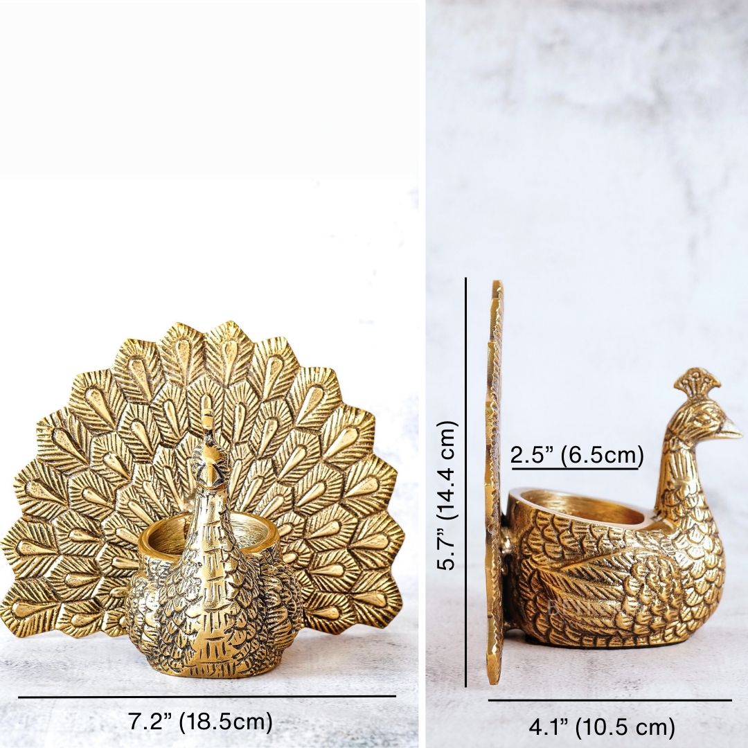 Metal Peacock Candle Holder