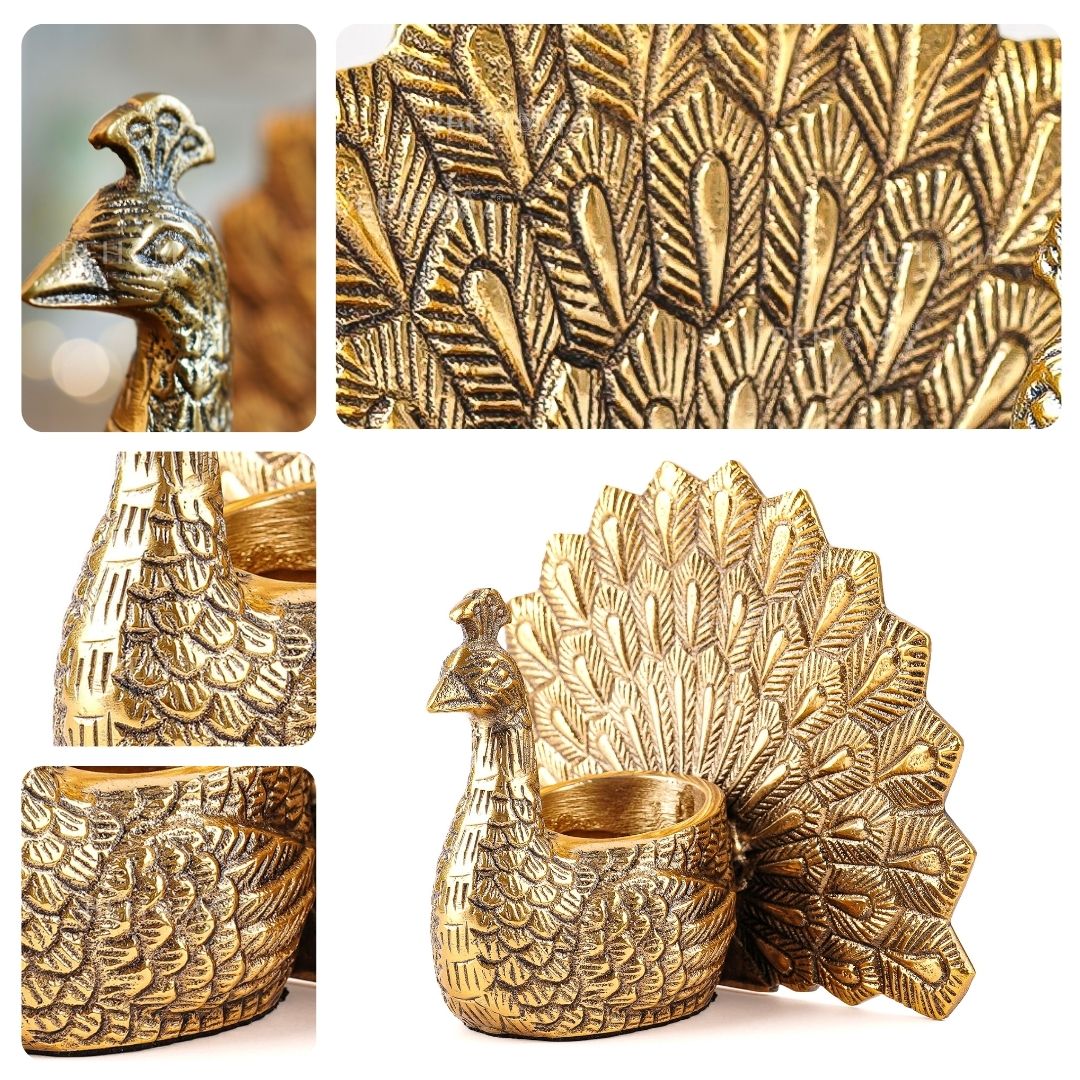 Metal Peacock Candle Holder