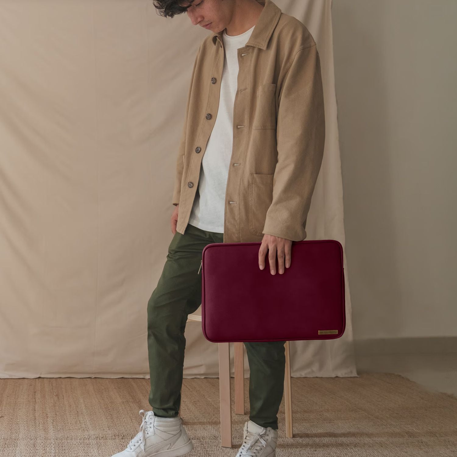 Vegan Leather Zippered Sleeve For Laptop