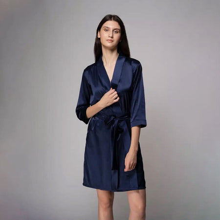Navy Blue Premium Satin Robe
