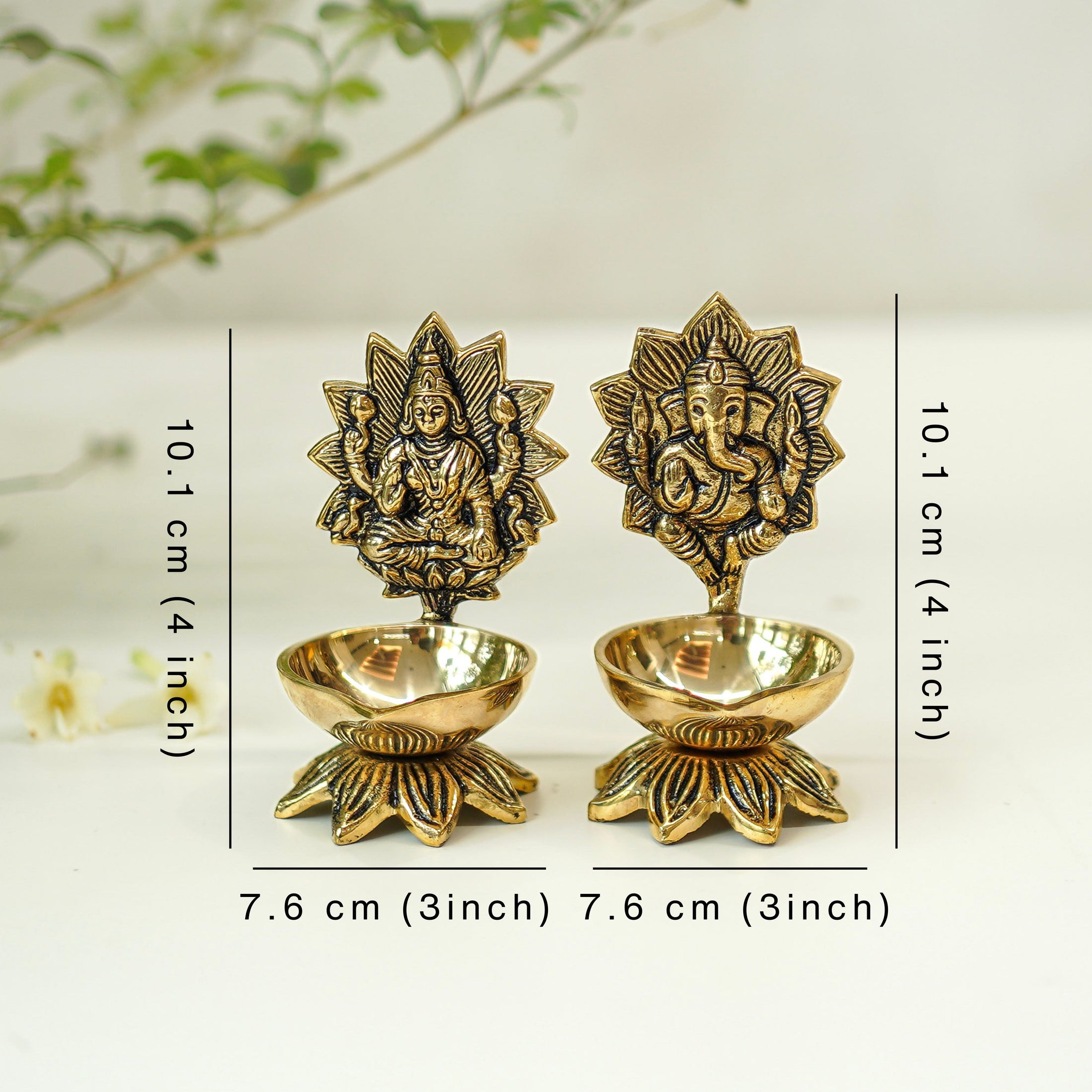 Brass Lakshmi - Ganesh Diya Set