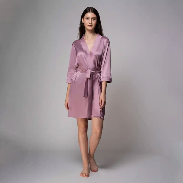 Customised Premium Satin Robe - Oyster Pink