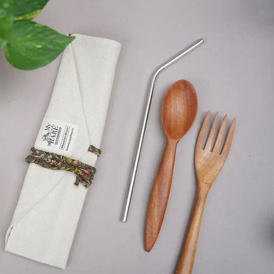 Foldable Reusable Cutlery and Straw