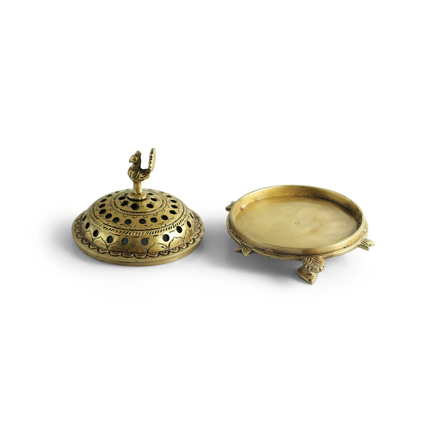 'Peacock Charm' Brass Dhoop Dani