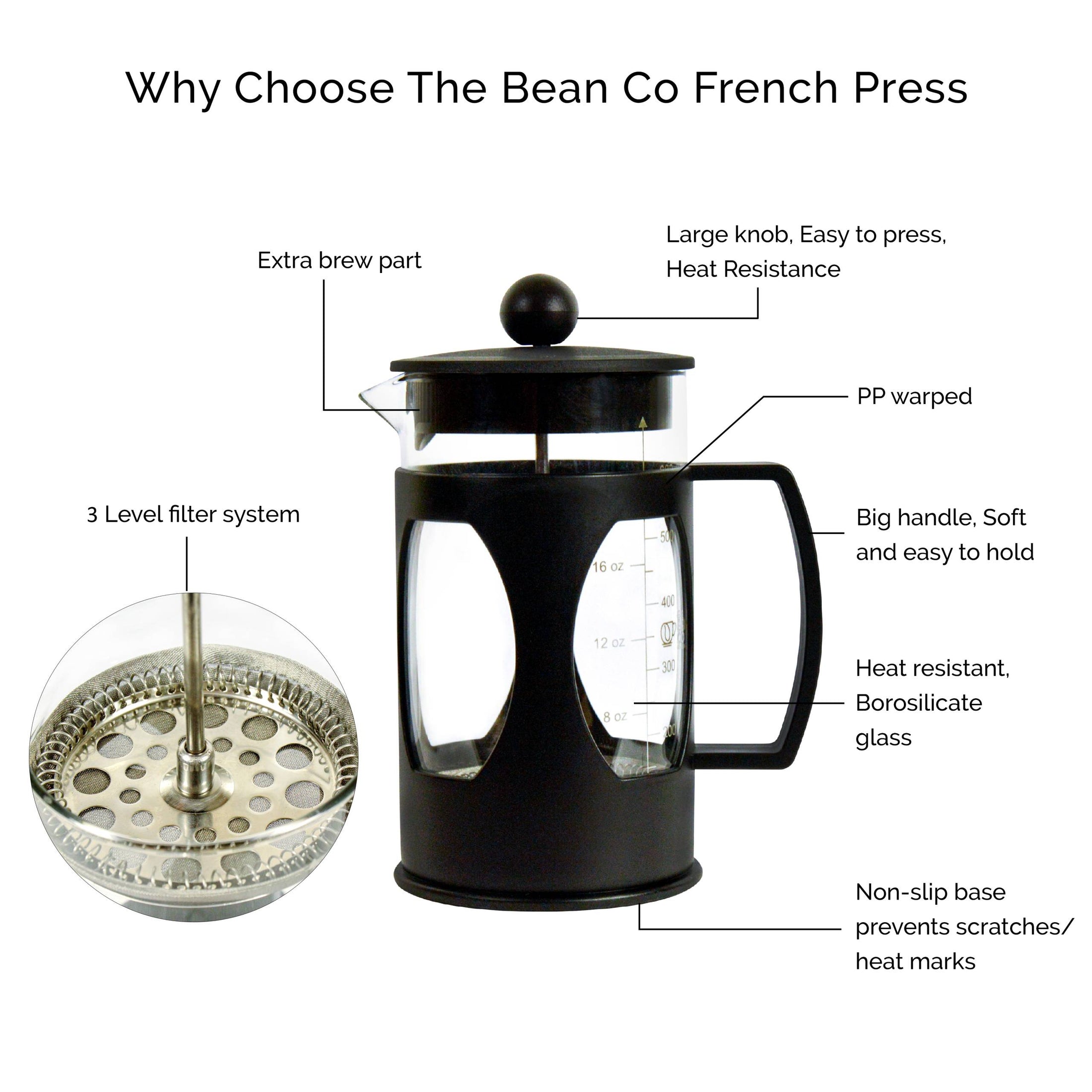 Borosilicate French Press Coffee Maker