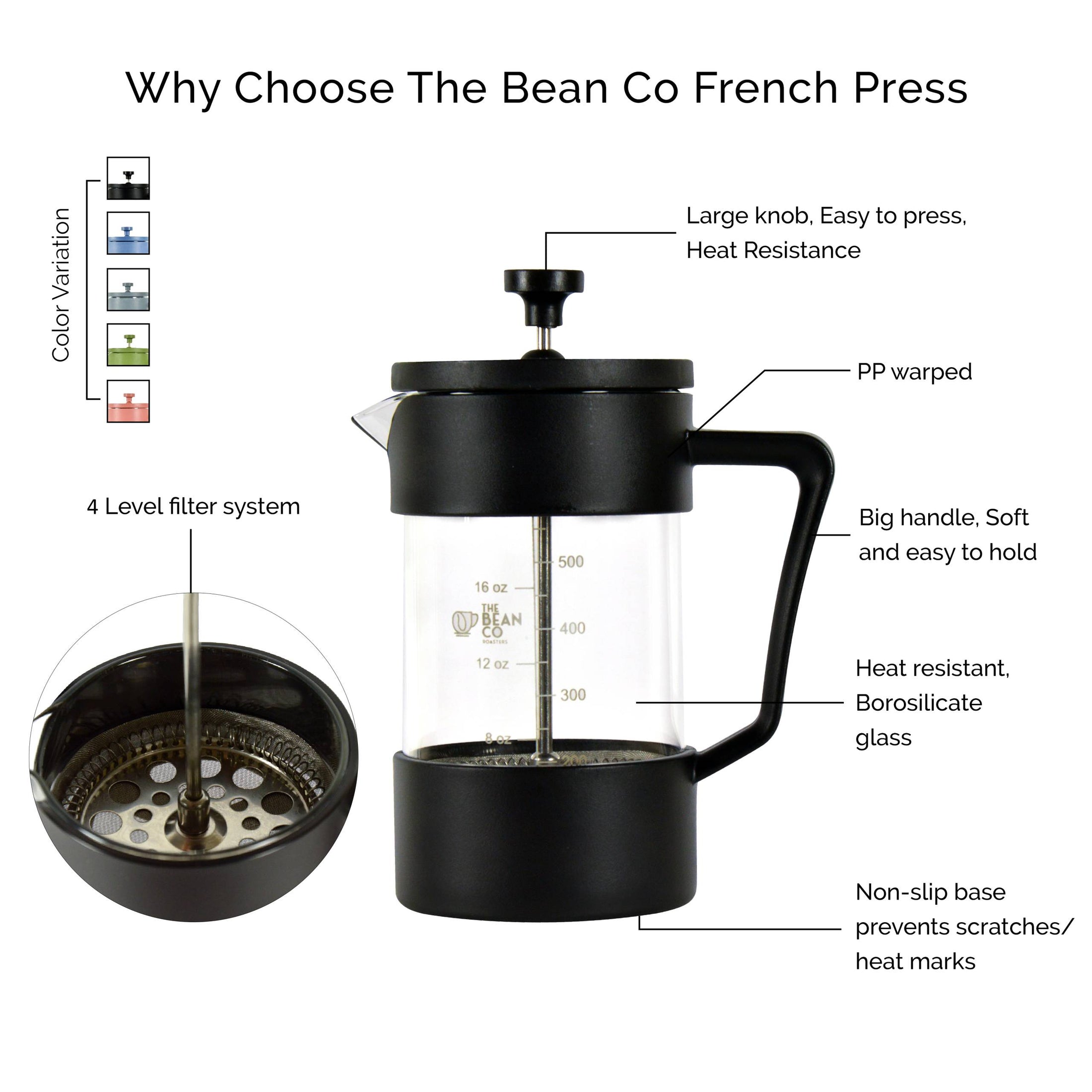 Resistant Borosilicate Glass French Press