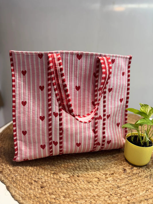 Handcrafted LOVE Reversible Tote Bag