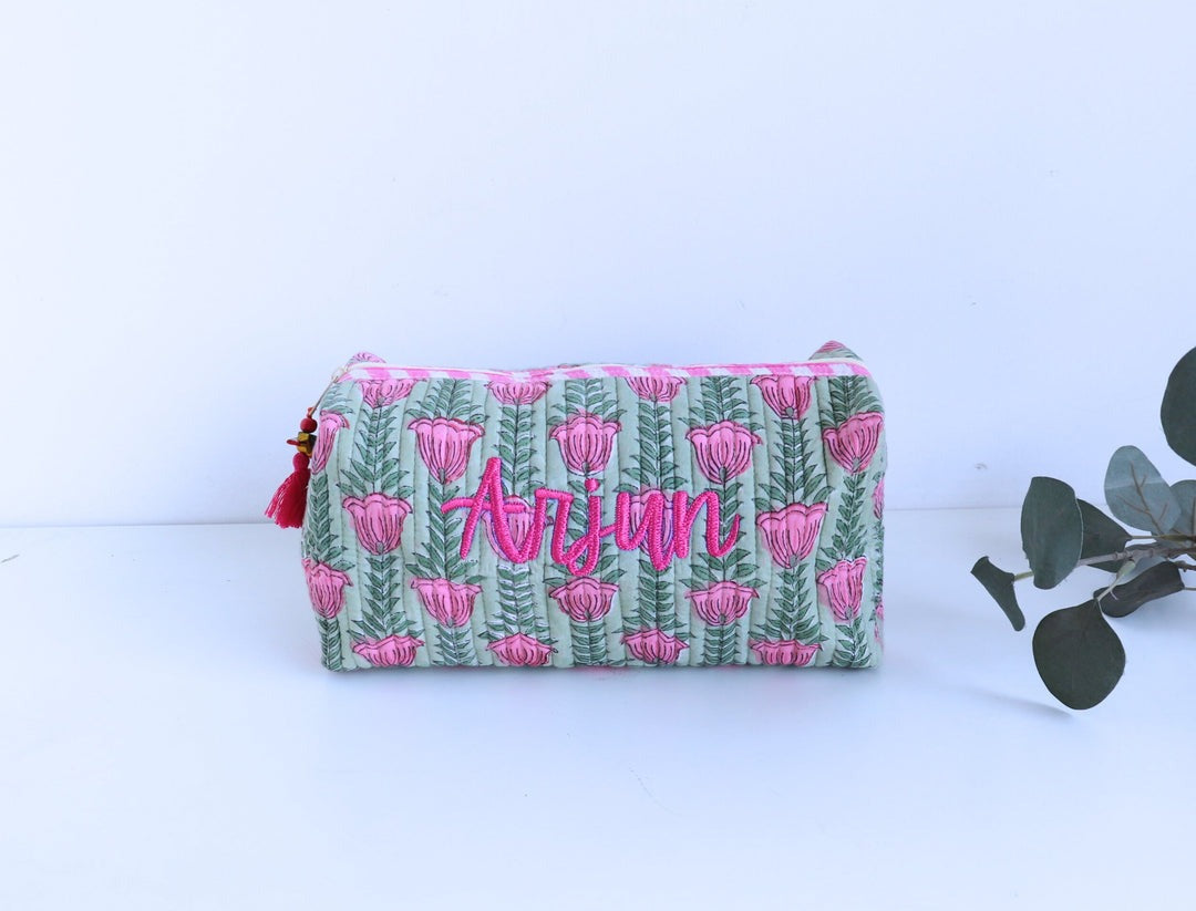 Personalized Medium Block Print Makeup Bag