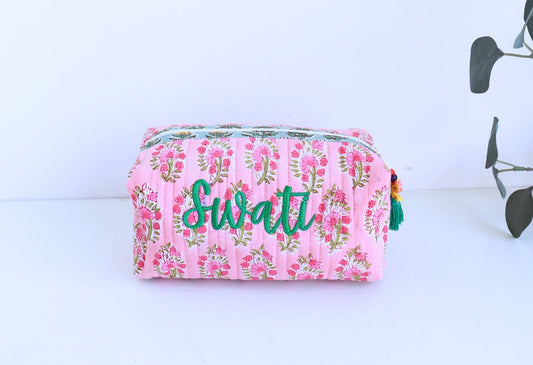 Personalized Medium Block Print Makeup Bag