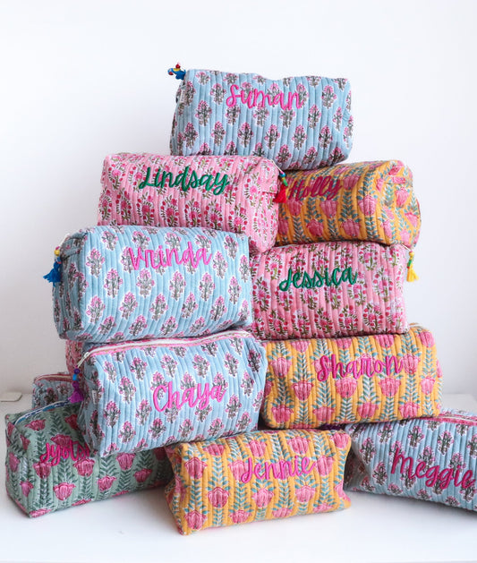 Personalized Medium Block Print Makeup Bag