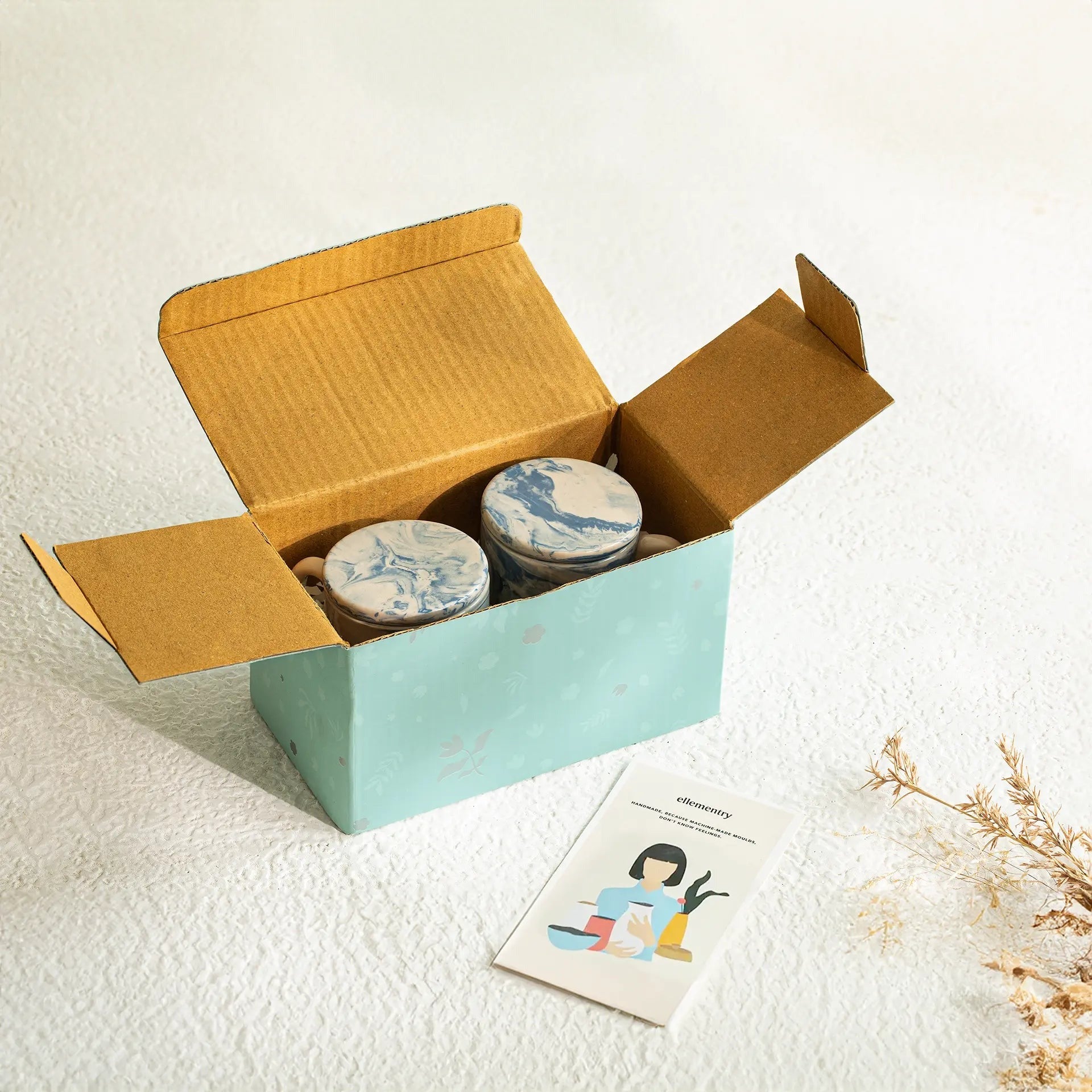 The Earth Ceramic Mug Set of Two with Lid