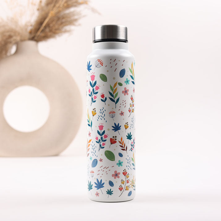 White Floral Printed Bottle