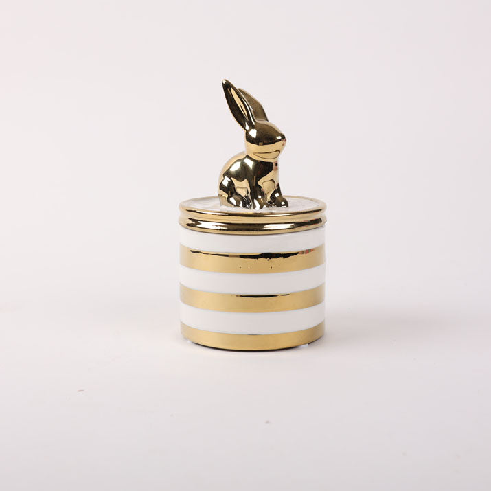 White Gold Bunny Jar