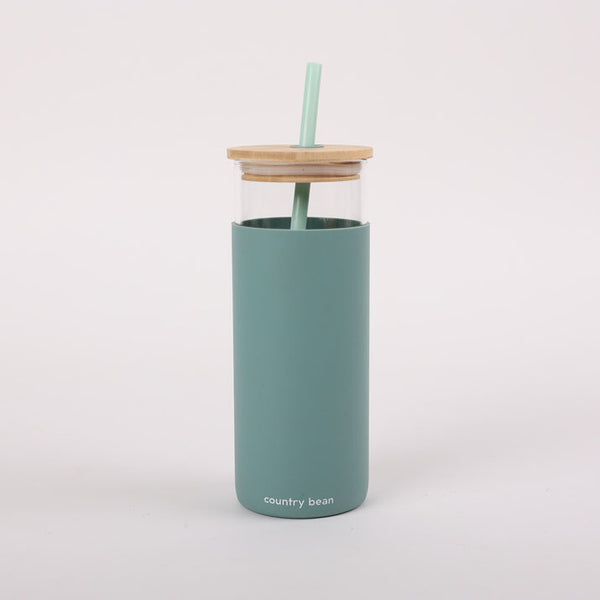 Glass Tumbler with Silicon Straw