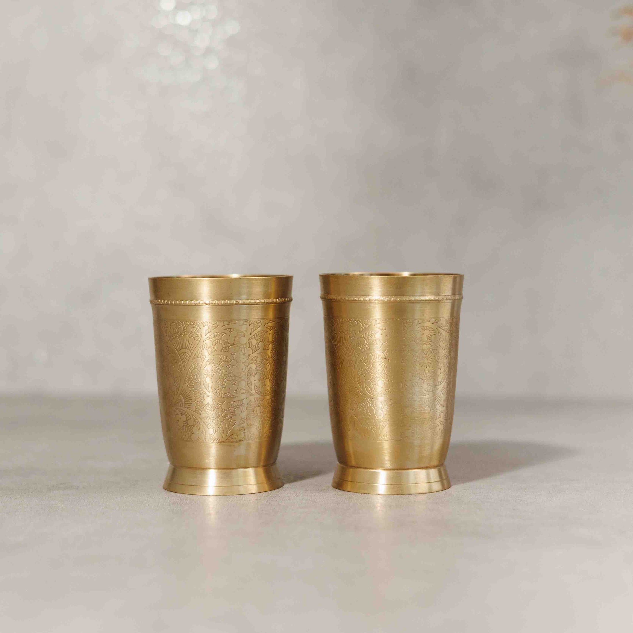 Brass Engraved Glasses (set of 2)