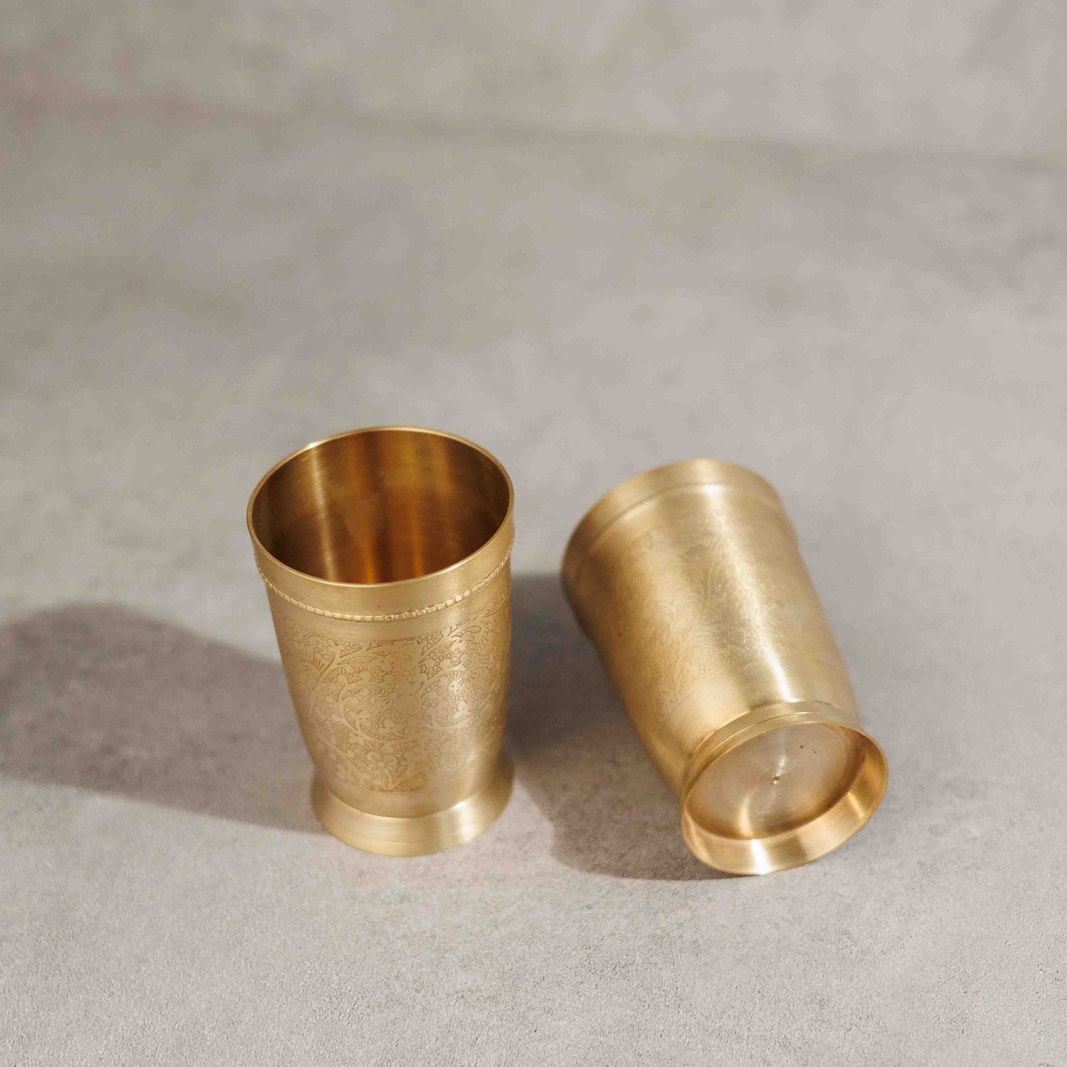 Brass Engraved Glasses (set of 2)