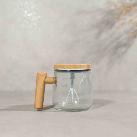 Self-Stirring Glass Mug