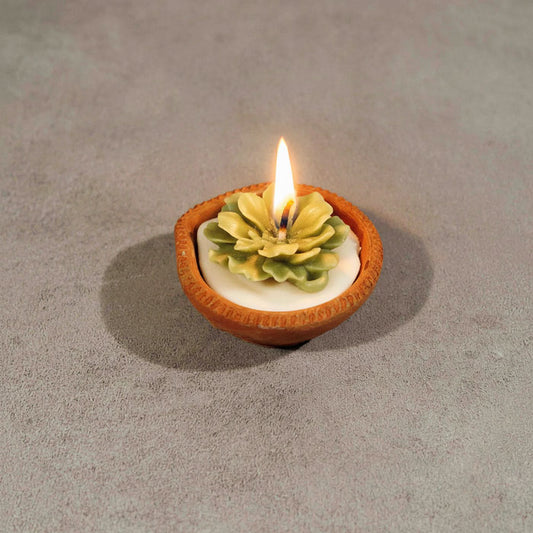 Green Diya Candle