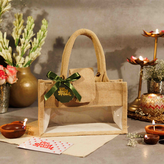 Jute Bag with Window (10x6x4)