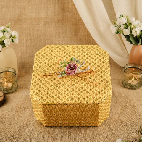 Yellow Embroidered Square Box