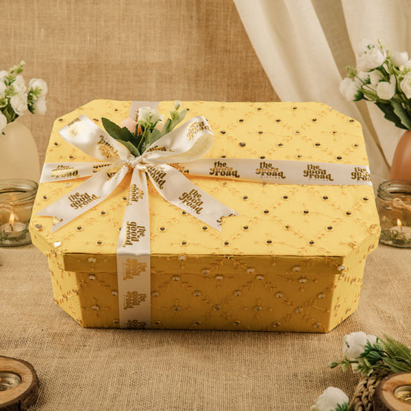 Yellow Embroidered Box