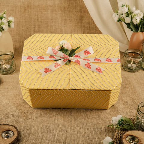 Yellow Silver Embriodered Box