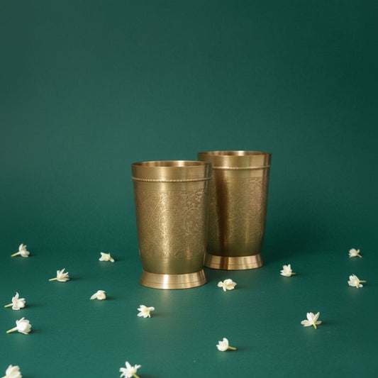 Brass Engraved Glasses (set of 2)