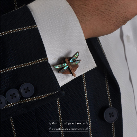 Dragonfly Pearl Inlaid Cufflinks