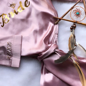 Customised Premium Satin Robe - Rose Gold