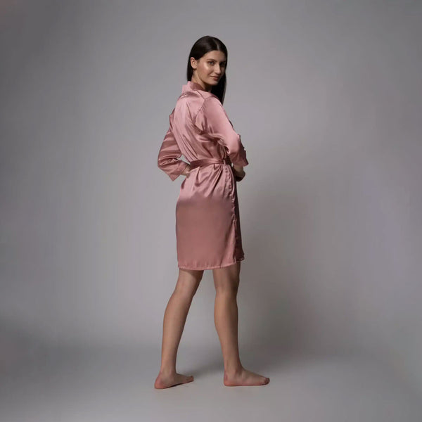 Customised Classic Satin Robe- Dusty Pink
