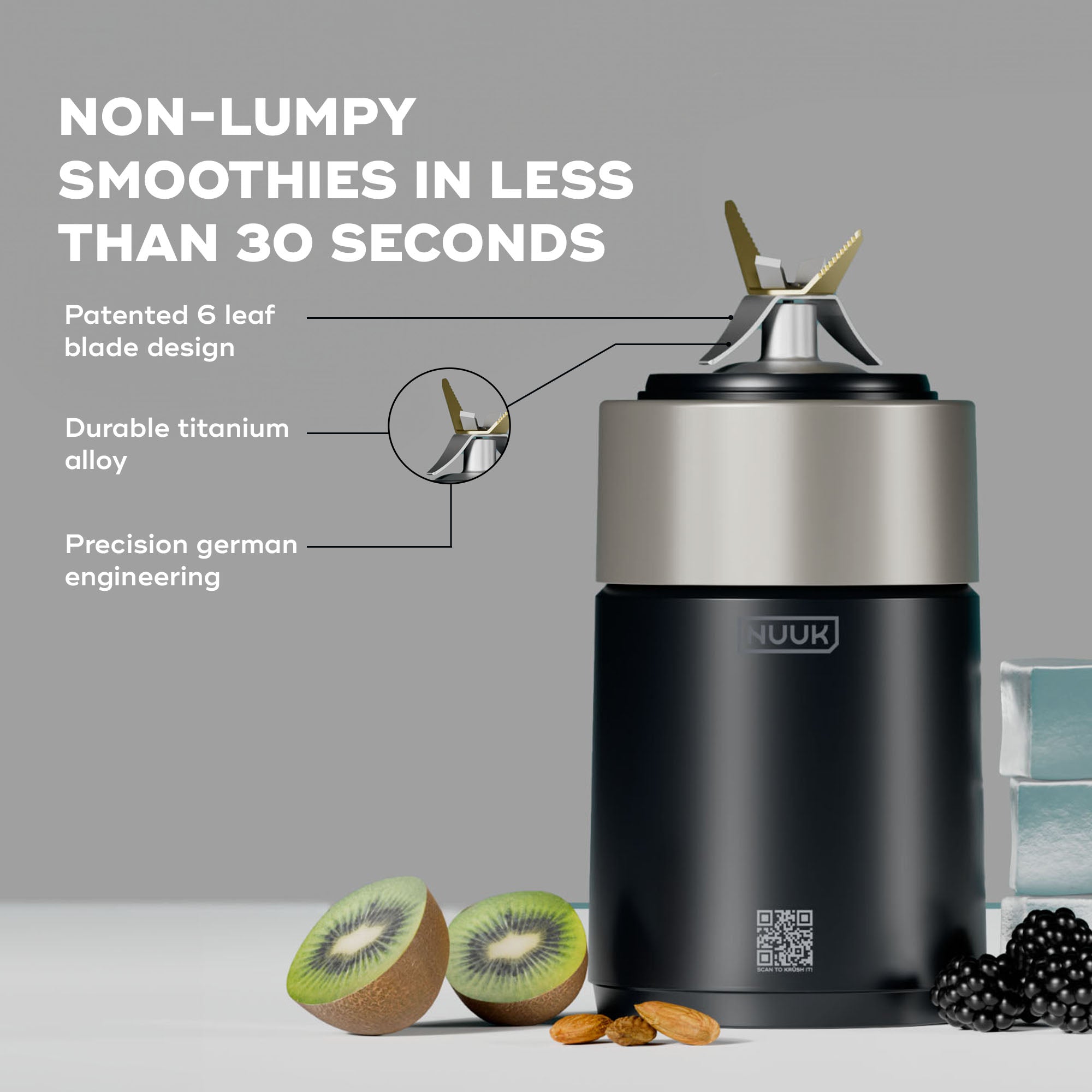 KRUSH | Compact Mixer Grinder with 2 Go Jars