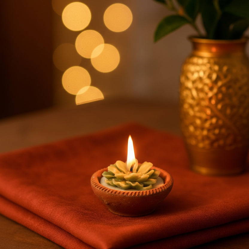 Green Diya Candle