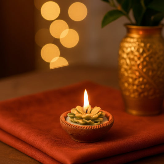 Green Diya Candle