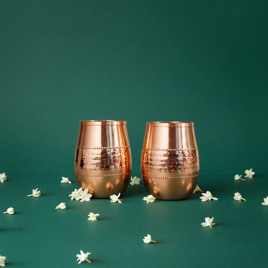 Mid-Hammered Copper Glasses (Set of 2)