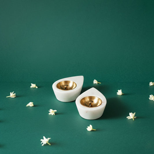 Marble Oil Diya (Set of 2)