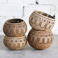 Load image into Gallery viewer, Hand Carved Coconut Shell Candle Holder
