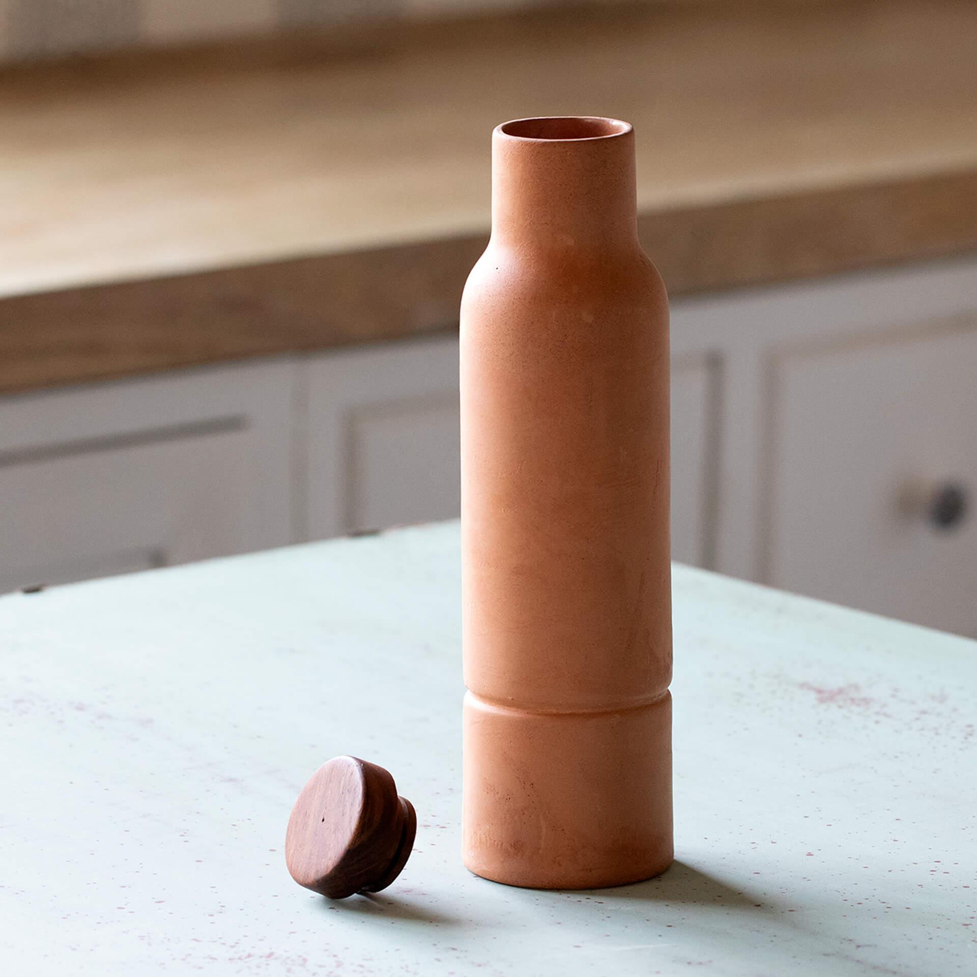 Terracotta Bottle with Wooden Lid