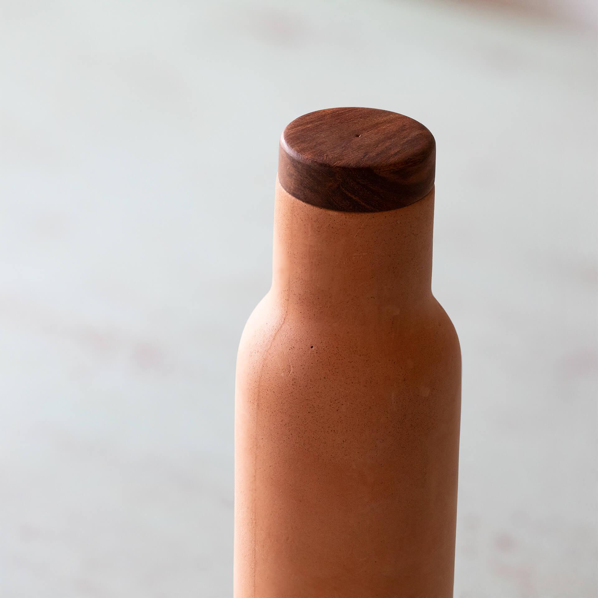 Terracotta Bottle with Wooden Lid
