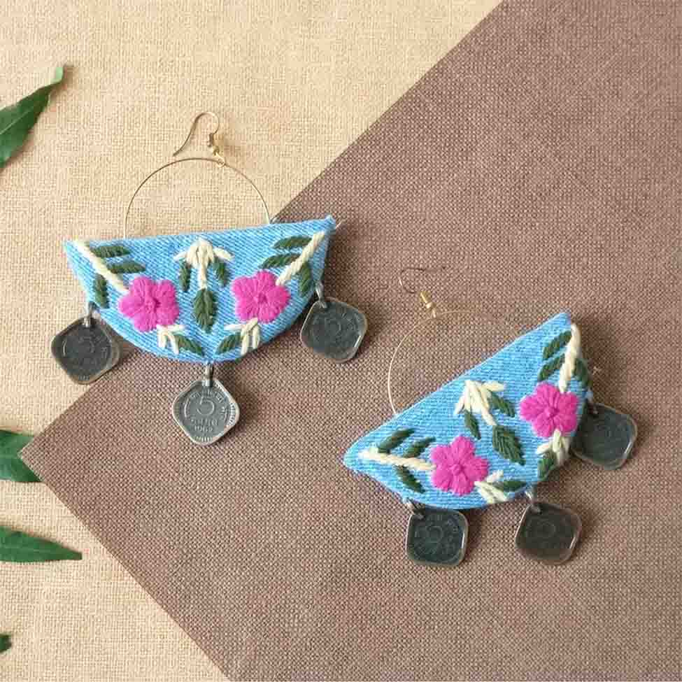 Flower Embroidered Earrings